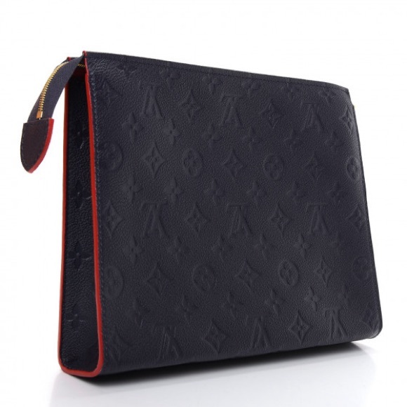 Authentic Louis Vuitton pochette 26 navy rouge Empreinte leather clutch - Picture 1 of 11